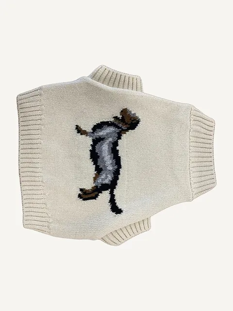 Hundepullover mit Dackel-Intarsia
