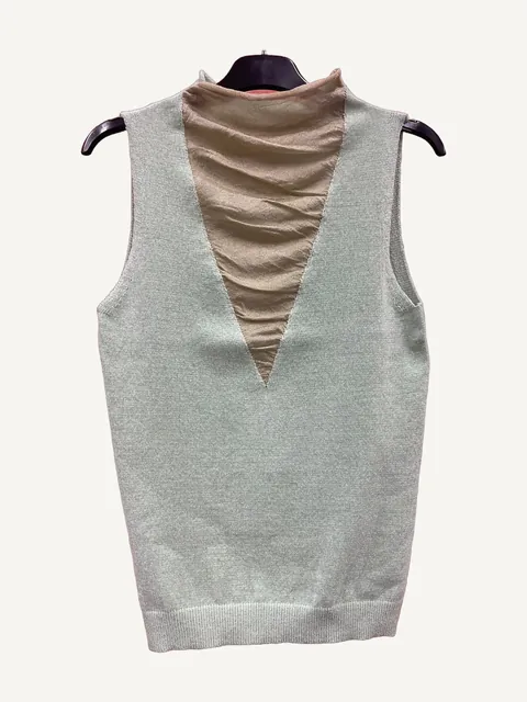 Ärmelloses Strickshirt mit transparentem Einsatz