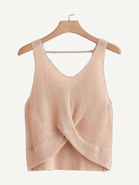 Strick-Tanktop mit gedrehtem Vorderteil
